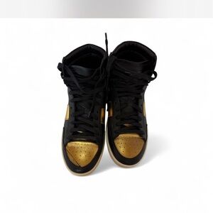 Black and Gold High-Top Women's Sneakers